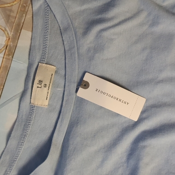 ANTHROPOLOGIE x t.la light blue 3/4 sleeve ruffled top size XS - Picture 3 of 6